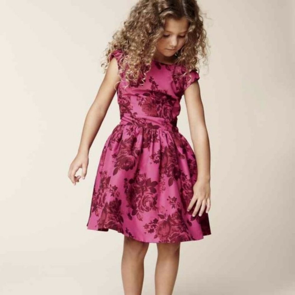 Ted Baker Girls Fancy Pink Floral Flared Dress 10